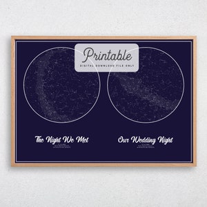 CUSTOM Double Star Map PRINTABLE Regalo de boda personalizado estrella cartel de Día de San Valentín Noche Cielo Mapa Constelación Imprimir Wall Art Aniversario