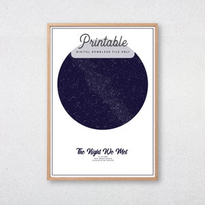 Custom Star Map PRINTABLE Regalo de boda personalizado estrella cartel de San Valentín día noche Cielo Mapa Constelación Imprimir Wall Art Aniversario