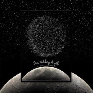CUSTOM Moon Star Map Print Fathers Day Gift Space Personalized Poster Wedding Night Sky Map Constellation Print Wall Art Poster