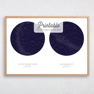 CUSTOM Double Star Map PRINTABLE regalo di nozze personalizzato stella personalizzata Poster San Valentino Giorno Notte Cielo Mappa Costellazione Stampa Murale Anniversario