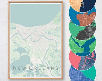 NEW ORLEANS Map Print | United States City Map Print | Louisiana Wall Art Poster | Wall decor | A3 A2 16x20