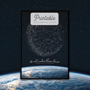 CUSTOM Earth Star Carte IMTABLE Cadeau de mariage Personnalisé Étoile Affiche Valentines Day Night Sky Carte Constellation Imprimer Wall Art