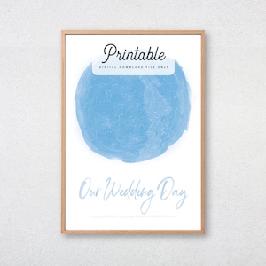 Personalizado acuarela estrella mapa IMPRIMIBLE boda personalizado estrella cartel regalo para él noche cielo mapa constelación imprimir arte de la pared