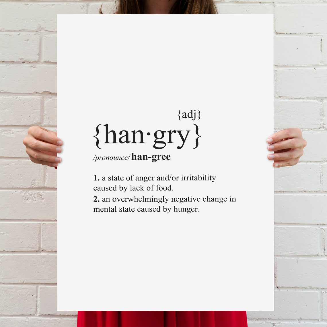 HANGRY Dictionary Definition Quote Print Wall Art Room Etsy Australia