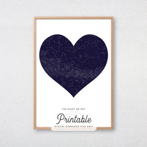 PERSONALIZADO Mapa de estrellas imprimible IMPRIMIR regalo de boda personalizado cartel estrella de San Valentín día noche Sky mapa constelación impresión pared arte aniversario