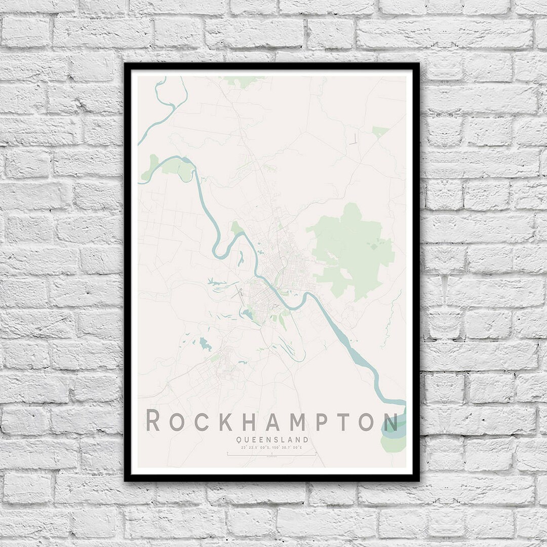 Rockhampton QLD City Street Map Print Wall Art Poster Wall Decor A3 A2 Etsy Australia