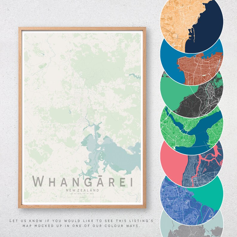 Whangarei New Zealand Map Whangarei Map Print Whangārei New Zealand City Map Print | Etsy Singapore