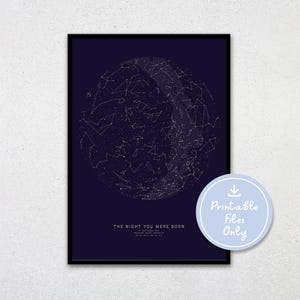 Mappa stellare PERSONALIZZATA STAMPABILE Regalo di nozze Poster stellare personalizzato San Valentino Mappa del cielo notturno Stampa costellazione Arte murale Compleanno