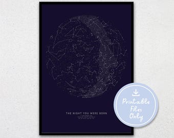 CUSTOM Star Map PRINTABLE Wedding Gift Personalized Star Poster Valentines Day   Night Sky Map Constellation Print Wall Art Birthday