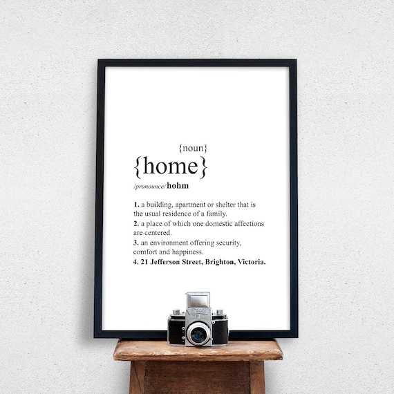 Personalised Home Dictionary Definition Quote Print Wall Art A4 A3 A2