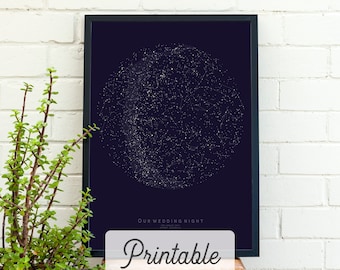 CUSTOM Star Karte druckbare Hochzeitsgeschenk personalisierte Stern Poster Valentinstag Nacht Himmel Karte Konstellation Druck WandKunst Geburtstag