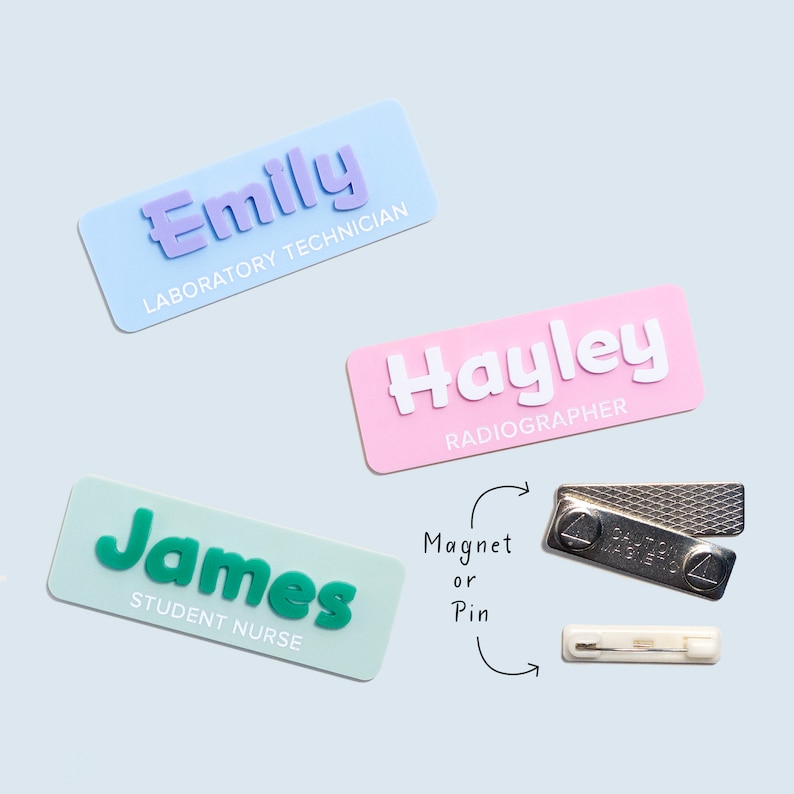Job Work Tags Personalised Work Name Badge | Custom Occupation Tag | Name Accessory ...