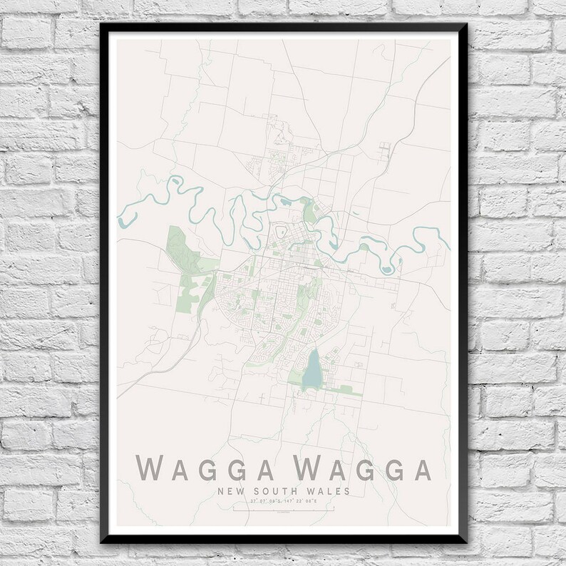 Wagga Wagga NSW City Street Map Print Wall Art Poster Wall Etsy Australia