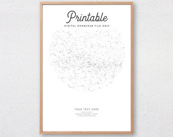 CUSTOM Star Karte druckbare Hochzeitsgeschenk personalisierte Stern Poster Valentinstag Nacht Himmel Karte Aquarell Konstellation Druck Wandkunst