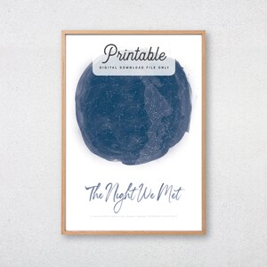 Personalizado acuarela estrella mapa IMPRIMIBLE boda personalizado estrella cartel regalo para él noche cielo mapa constelación imprimir arte de la pared