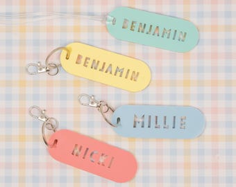 Personalised Laser Cut Bag Tag | Custom Name Tag | Acrylic Luggage Tag | School Bag Tag | Backpack Name Tag