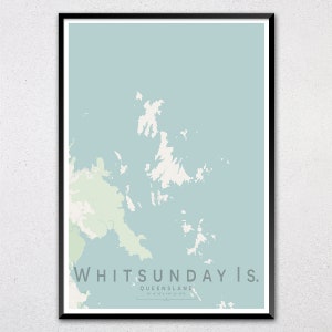 WHITSUNDAY ISLANDS Map Print Wall Art Poster Queensland Wall decor A3 A2 image 2