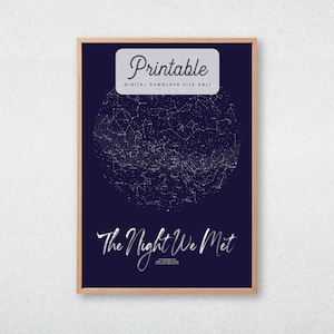CUSTOM Star Map PRINTABLE Regalo de boda personalizado estrella cartel de San Valentín día noche Cielo Mapa Constelación Impresión pared Arte Cumpleaños