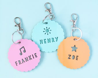 Personalised Pastel Acrylic Letter Bag Tag | School | Kids | Name Accessory | Custom Backpack