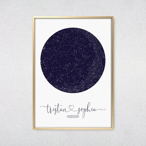 CUSTOM Sternenkarte Hochzeit Valentinstag Geschenk Personalisierte Sterne Poster Geburtstag Nachthimmel Karte Konstellation Print Monochrom Wand Kunst Blau