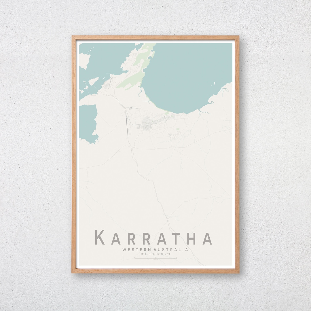 KARRATHA Map Print Western Australia WA Wall Art Poster Wall Decor A3 — free download