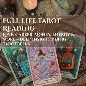 Lecture de tarot complète – Amour, carrière, argent, énergie et plus – PDF Deep Insight par Tarotbella
