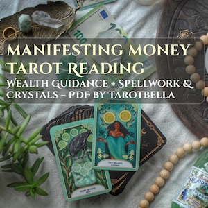 Manifester de l'argent Lecture de tarot – Conseils sur la richesse + Sorts et cristaux – PDF de Tarotbella