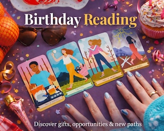 Geburtstag Tarot Legung | Psychisches Lesegeschenk | Personalisierte Jahresvorhersage PDF