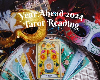 YEAR AHEAD PREDICTIONS 2024 tarot reading by Tarotbella- with Good Karma tarot deck creator, online tarot reading via email/pdf