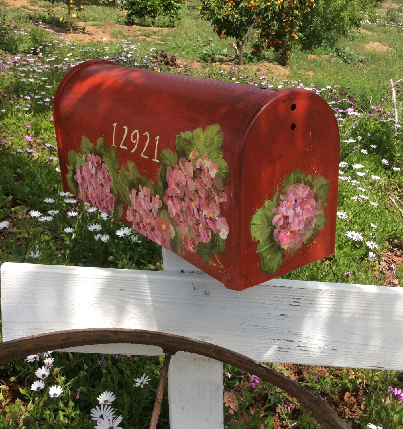 Hand painted mailboxes wall or post style antique red Etsy
