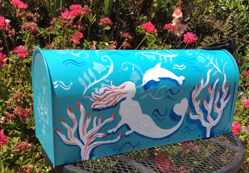 Hand painted mailboxes tropical beach coastal coral waves Etsy