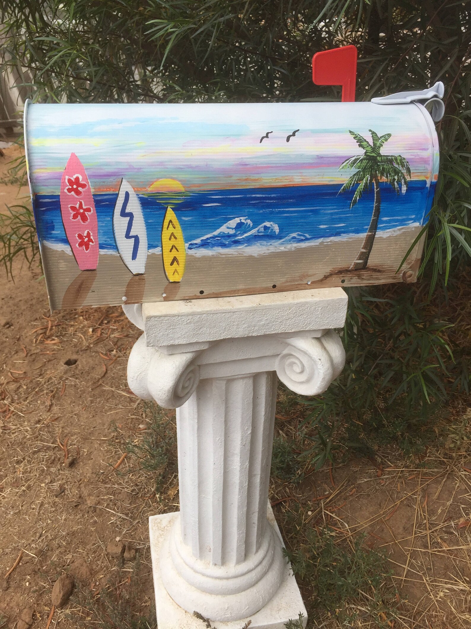 Hand painted mailboxes beach surf board tropical coastal Etsy