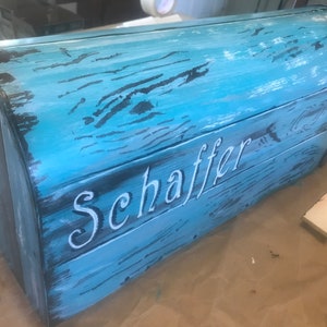 Beach mailbox only painted faux wood Mermaid FLAG NOT INCLUDED turquoise blue distressed rustic look image 10