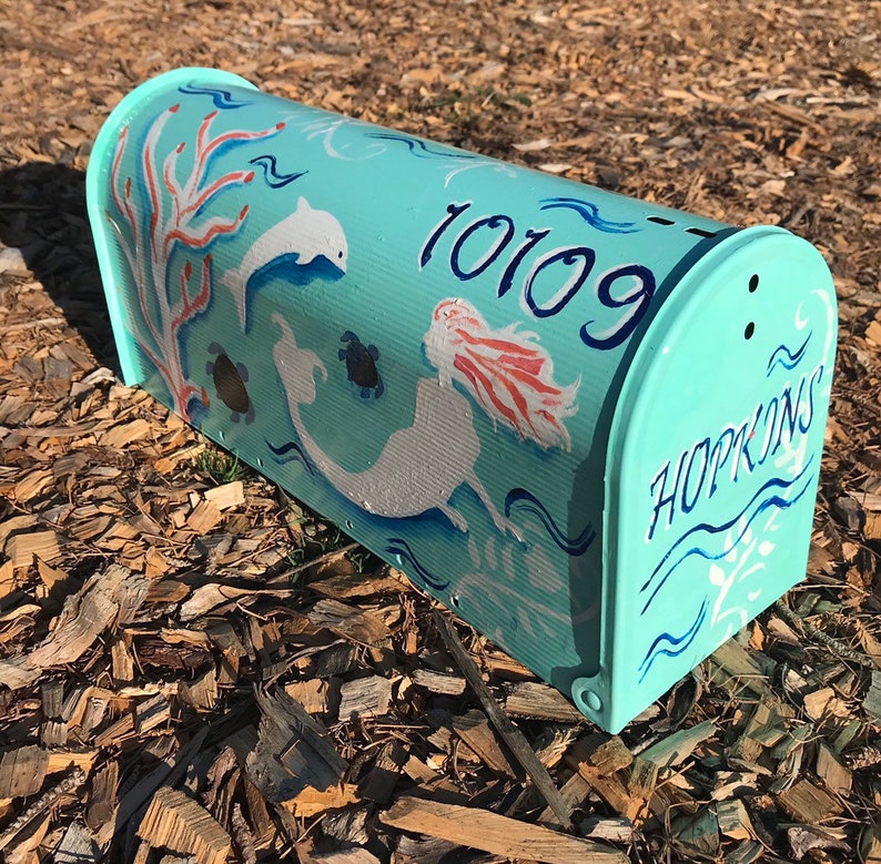 Hand painted mailboxes tropical beach coastal coral waves Etsy