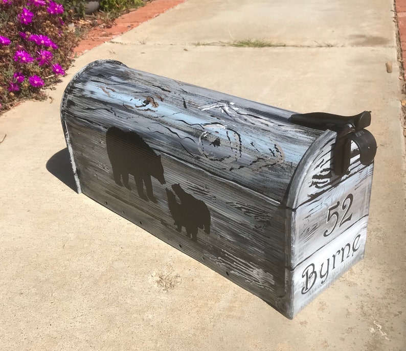 Beach mailbox only painted faux wood Mermaid FLAG NOT INCLUDED turquoise blue distressed rustic look image 9