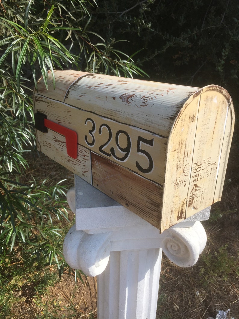 Beach mailbox only painted faux wood Mermaid FLAG NOT INCLUDED turquoise blue distressed rustic look image 6