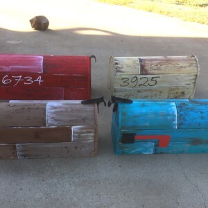 Beach mailbox only painted faux wood Mermaid FLAG NOT INCLUDED turquoise blue distressed rustic look image 4