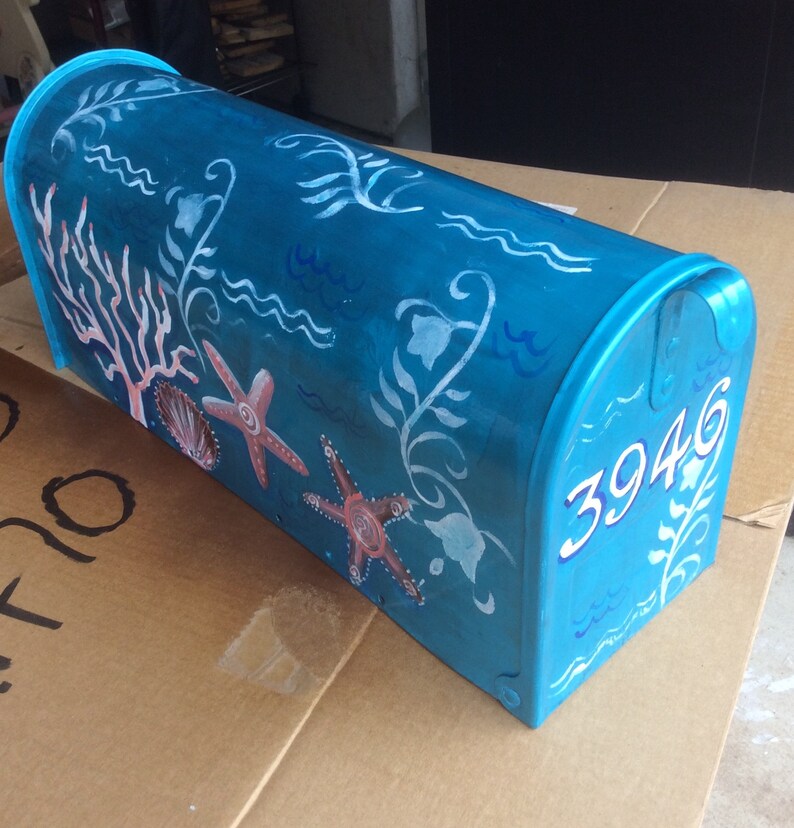 Hand painted mailboxes tropical beach coastal coral waves Etsy