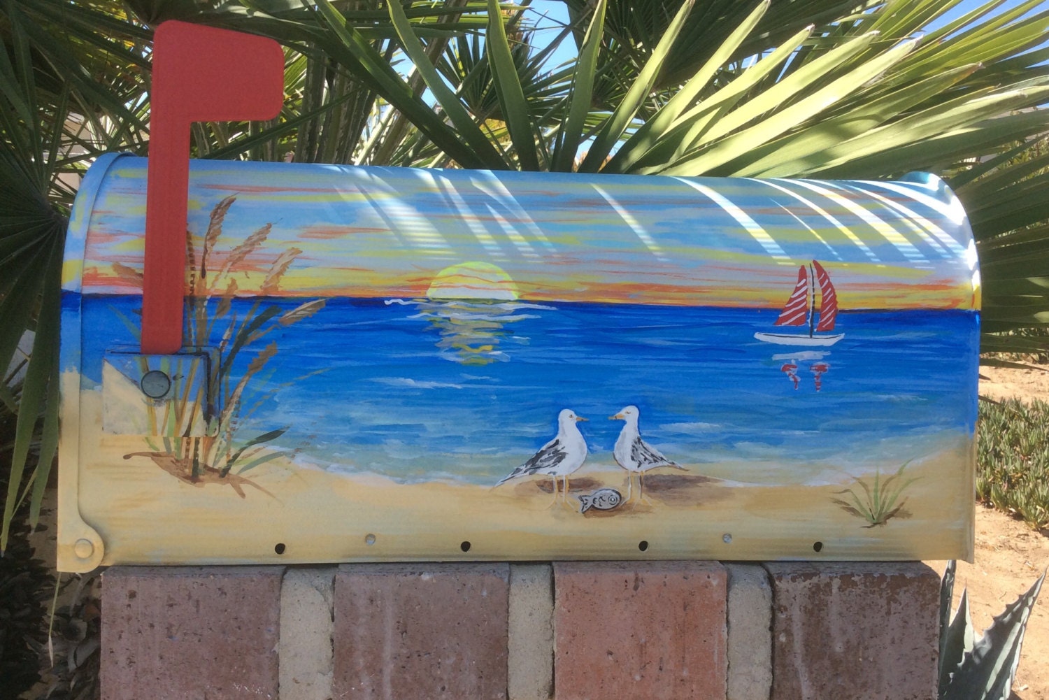 hand painted mailboxes Custom made tropical nautical coastal Etsy