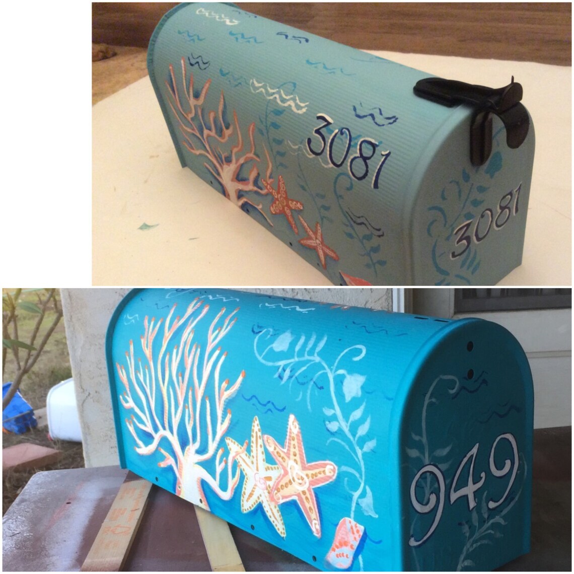 Hand painted mailboxes tropical beach coastal coral waves Etsy