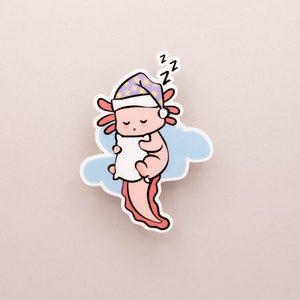 Sleeping Axolotl Sticker | Vinyl Sticker | Handmade Sticker