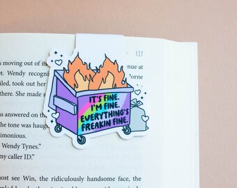Dumpster Fire Magnetic Bookmark | Handmade Bookmarks | Bookish Gift | Gifts for Readers | Mental Health Awareness