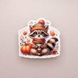 Fall Raccoon Sticker | Vinyl Sticker | Handmade Sticker | Raccoon Lovers | Fall Lovers