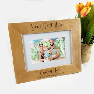 Personalised Wooden Engraved Custom Message Photo Frame Gift | Fathers Mothers Day Wedding Birthday New Baby  | Dad Mum Nana Grandparents