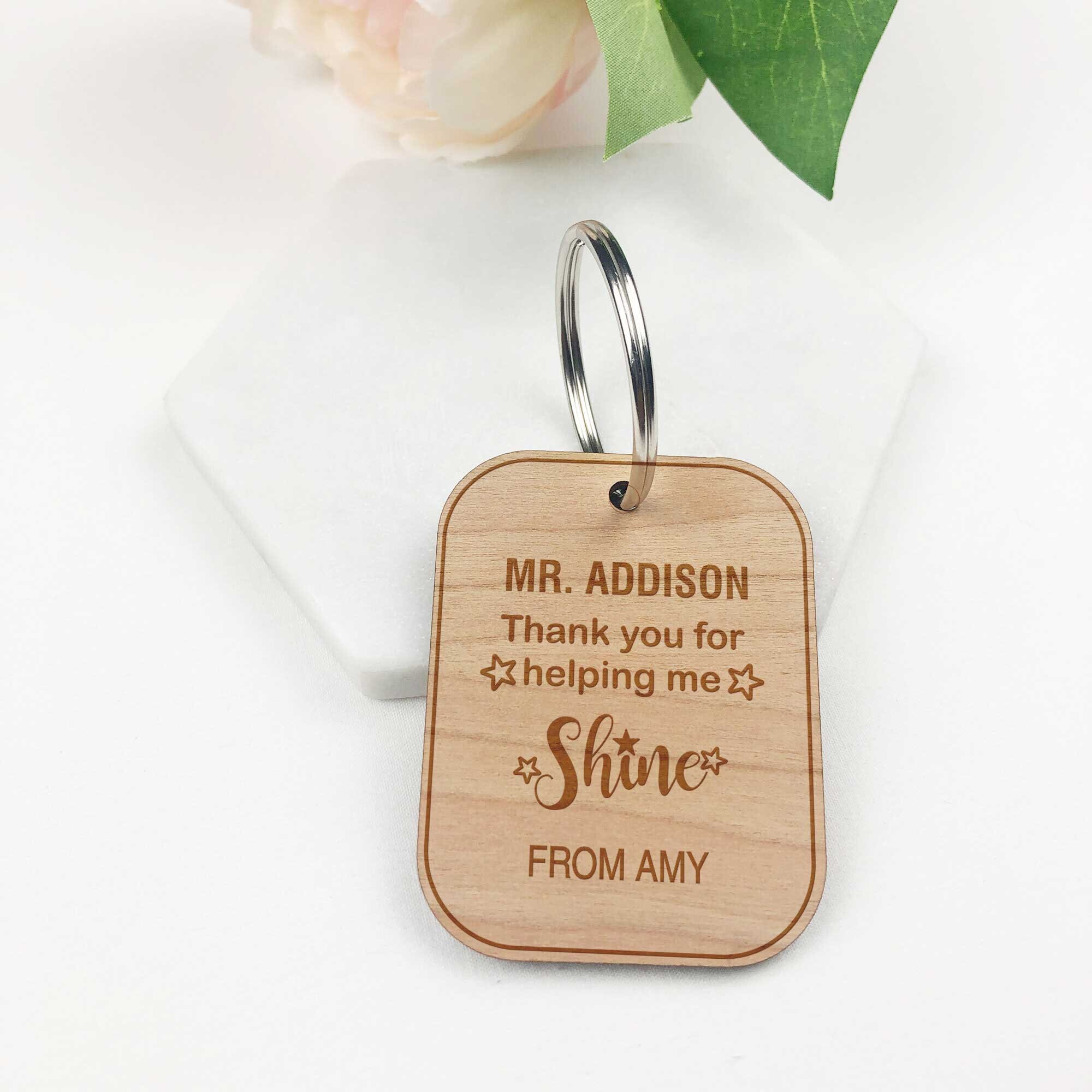Personalised Engraved Wooden Keyring Thank You Gift for Etsy Australia