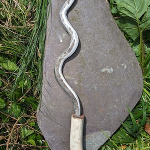Hand Forged Steel and Antler wavy Athame