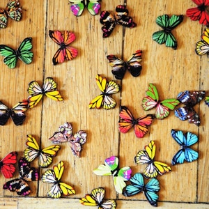 Wood Butterfly Buttons,  Wooden Butterflies Button, Sewing Crafting Butterflies,2 Holes Mixed buttons, Sewing Scrapbooking DIY Craft