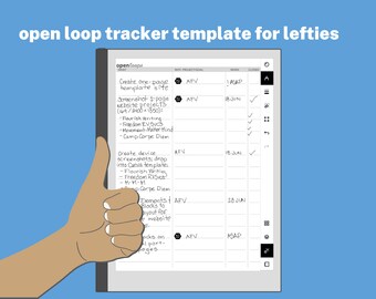 eInk Tablet Open Loop Task Tracker for LEFTIES – Wide Ruled, with Toolbar Space on the Right