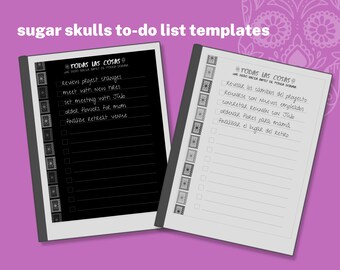 reMarkable Template Bundle: Sugar Skulls To-Do Checklists [ ¡en Español! ] – Dark & Light Mode, Wide Rule, with Toolbar Space