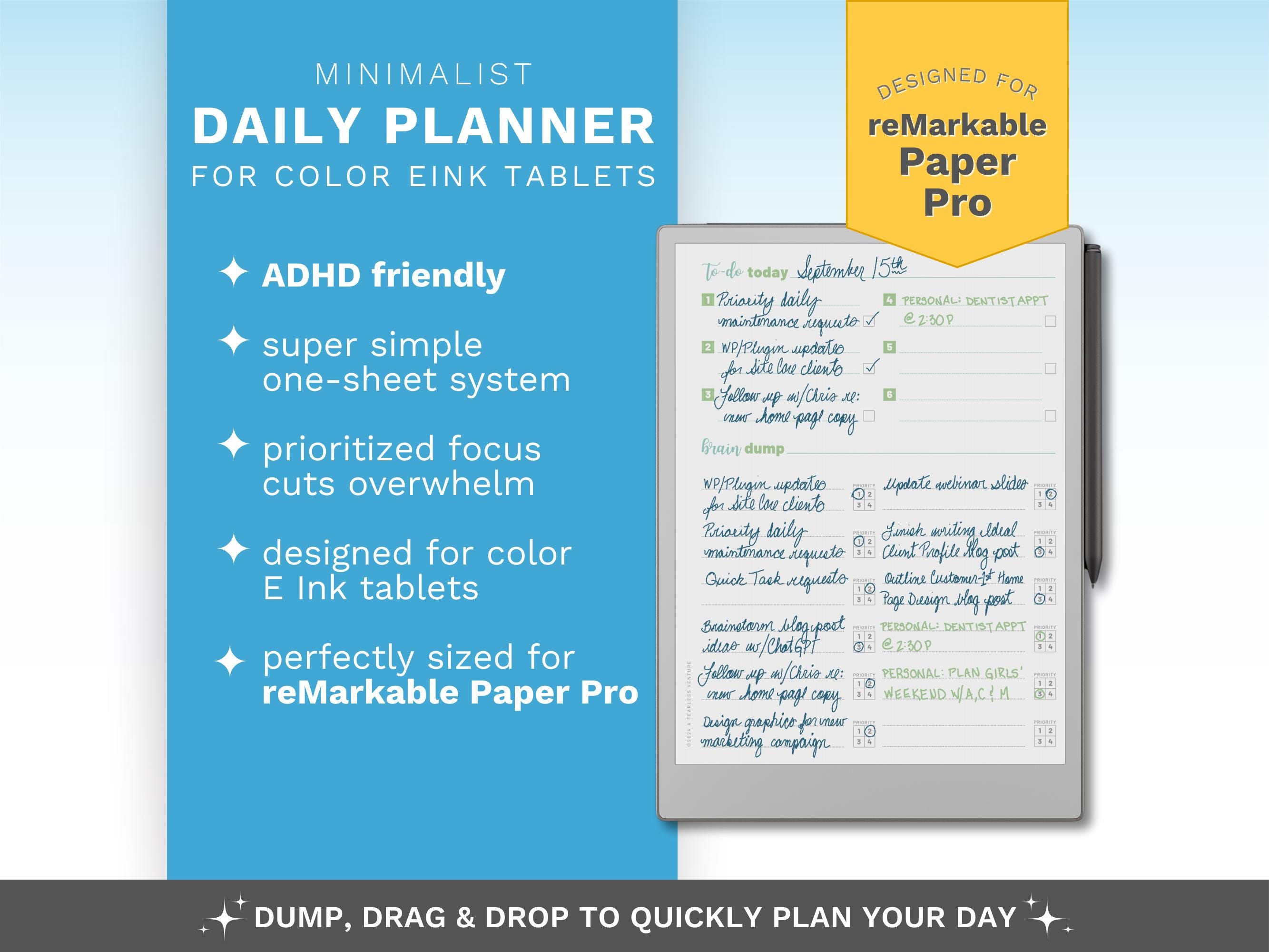Minimalist / ADHD Digital Planner – A Simple Daily Productivity Planner ...